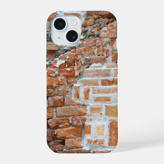 Coque iPhone 15 Vieux mur de briques rouges (Verso)