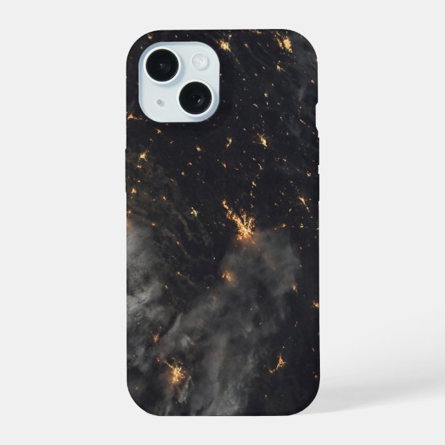 Coque iPhone 15 Ville Lumière La Nuit Sur La Planète Terre (Verso)