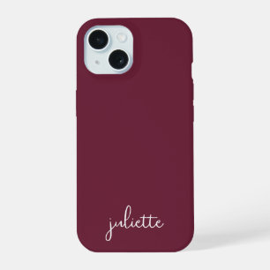 Coque iPhone 15 Vin de Bordeaux Minimaliste Personnalisé