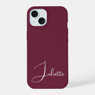 Coque iPhone 15 Vin de Bordeaux Minimaliste Personnalisé