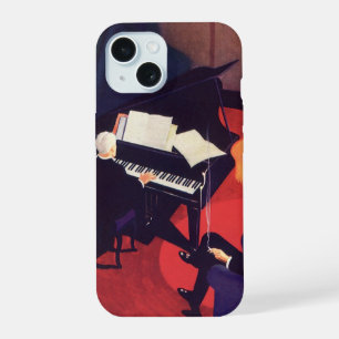 Coque iPhone 15 Vintage Art Déco Music Lounge Piano Player Pianist