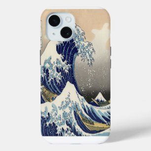 Coque iPhone 15 vintage japonais art paysage océanique grande vagu