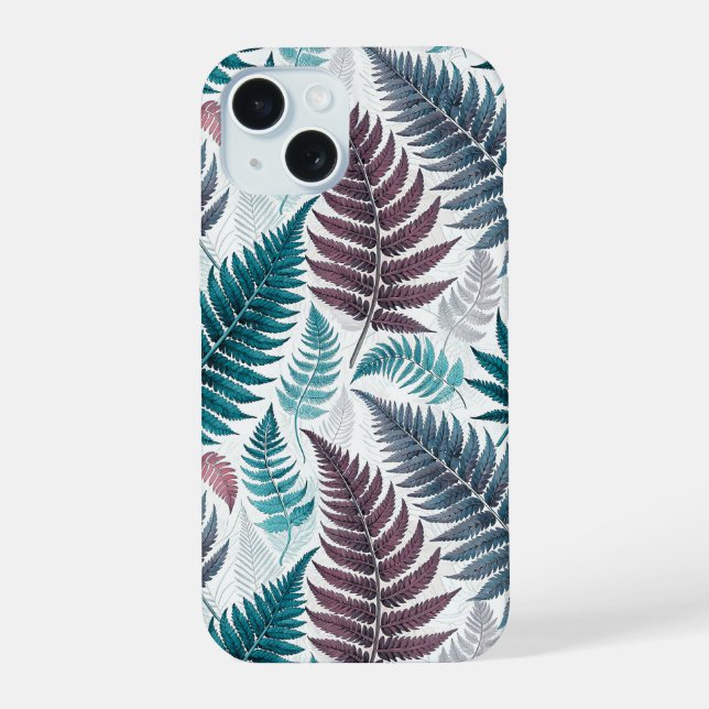 Coque iPhone 15 Vintage-style botanical fern leaves (Verso)