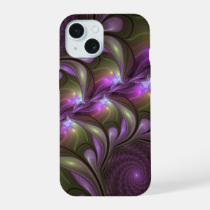 Coque iPhone 15 Violet Abstrait violet violet kaki fractal
