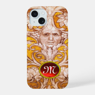 COQUE iPhone 15 VISAGE GROTESQUE DE LA RENAISSANCE, MONOGRAMME FLO