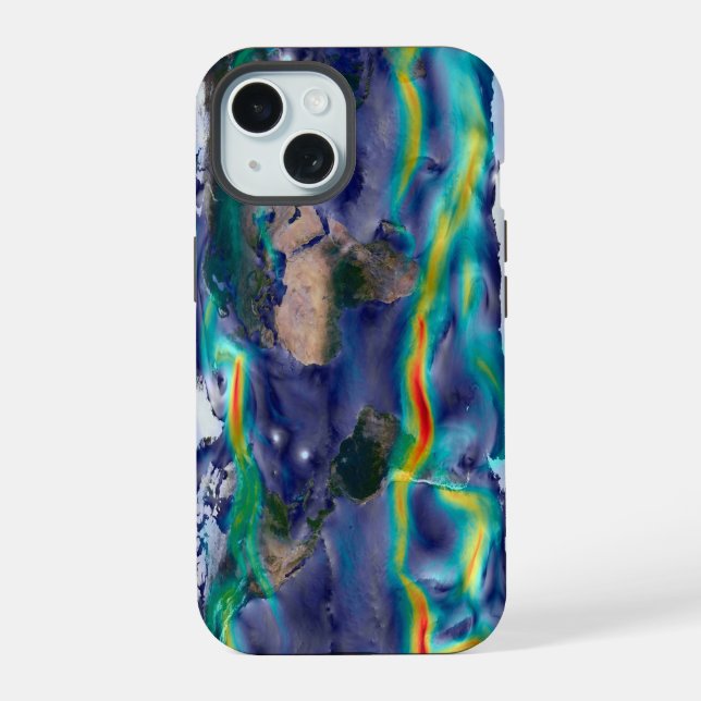 Coque iPhone 15 Visualisation Des Vents Mondiaux. (Verso)