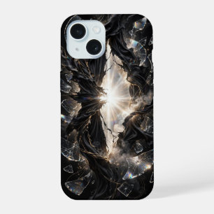 Coque iPhone 15 Voile Brisé de Lumière - Luxe Or Noir
