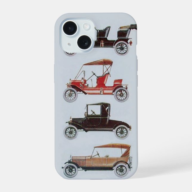 COQUE iPhone 15 VOITURES ANCIENNES  MONOGRAMME (Verso)