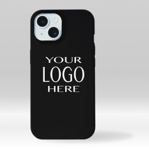 Coque iPhone 15 Votre logo   Logo simple de remplacement gris fonc