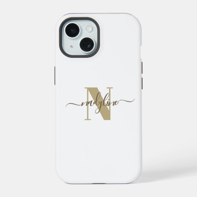 Coque iPhone 15 Votre nom et initiale personnalisent (Verso)