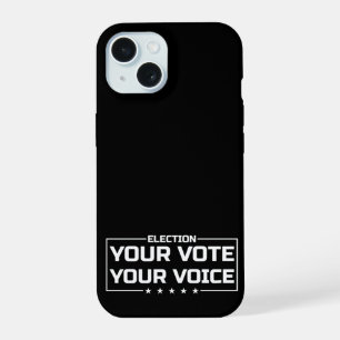 Coque iPhone 15 Votre vote Votre police blanche de voix