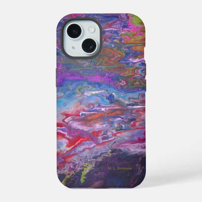 Coque iPhone 15 Vue de l'espace Paint Flow Art (Verso)