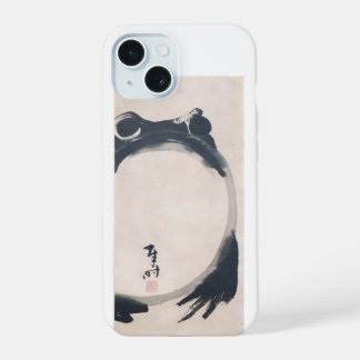 Coque iPhone 15 Wabi Sabi Grumpy  Frog by Hoji Japanese Sumi-e 