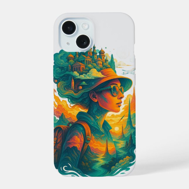 Coque iPhone 15 Wander far. Dream big. Live free. (Verso)