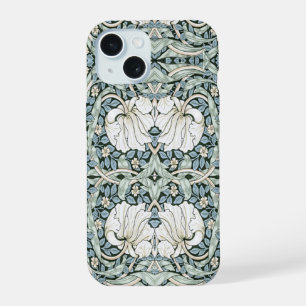Coque iPhone 15 William Morris Pimpernel motif bleu complexe
