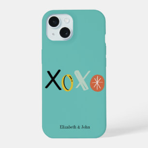 Coque iPhone 15 "XOXO" Cœurs Saint-Valentin Vert Menthe