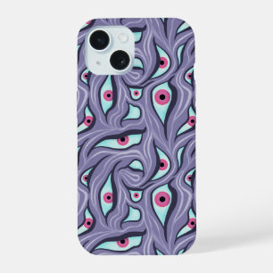 Coque iPhone 15 Yeux Maléfiques Horreur Violet Pastel Goth Sorcièr