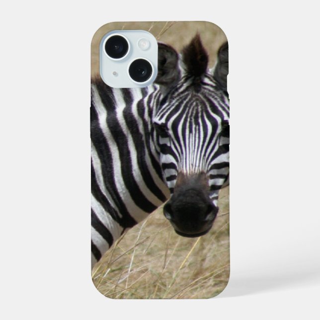 Coque iPhone 15 zèbre regarde (Verso)