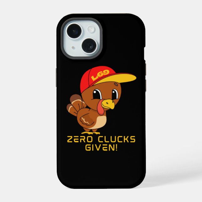 Coque iPhone 15 ZERO CLUCKS DONNÉ drôle d'action de grâce (Verso)