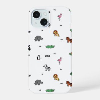 Coque iPhone 15 Zoo coloré Animaux Fun