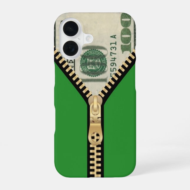 Coque iPhone 16 100 $ Zipper d'argent (Verso)