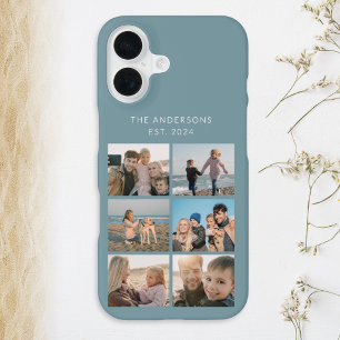 Coque iPhone 16 6 Collage Photo Famille Vacances Personnalisé Aqua