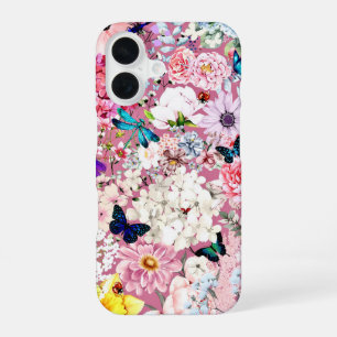 Coque iPhone 16 Abondance de fleurs roses