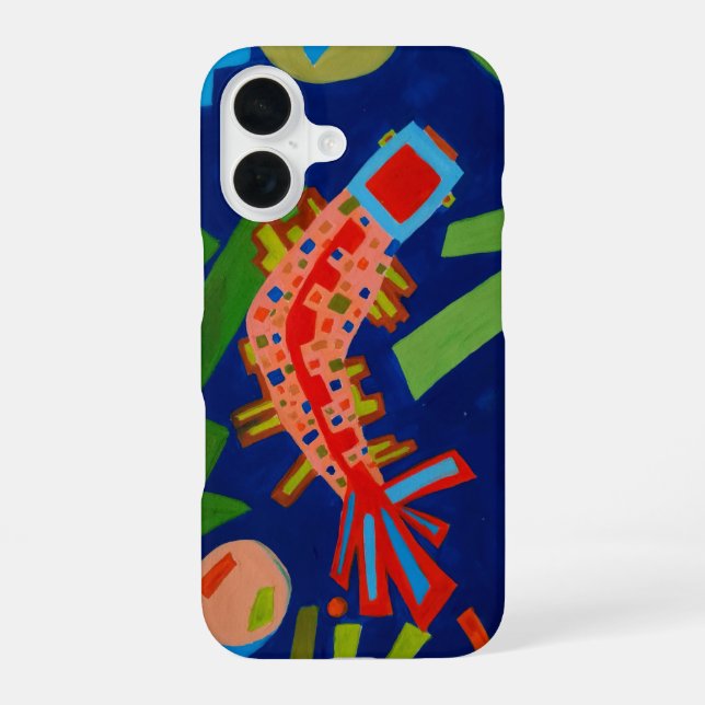 Coque iPhone 16 abstraction, poisson, carpe, cubisme, (Verso)