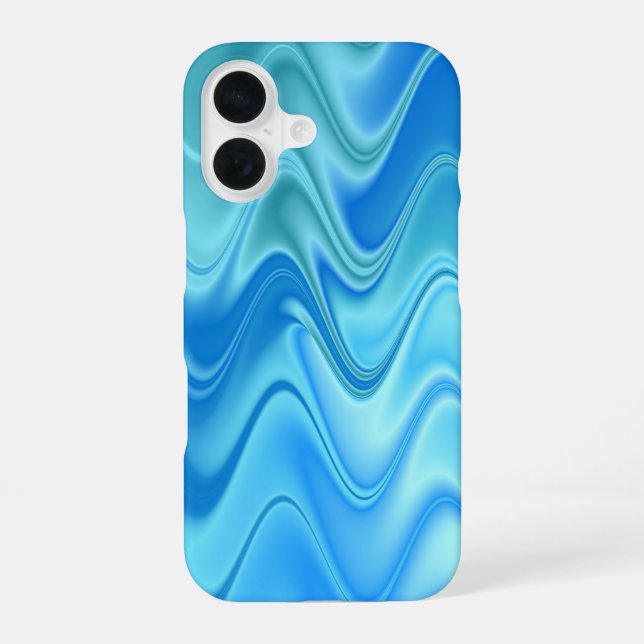 Coque iPhone 16 Abstrait Bleu Ondulé (Verso)