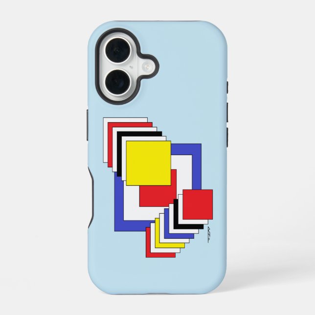 Coque iPhone 16 Abstrait Carrés (Verso)
