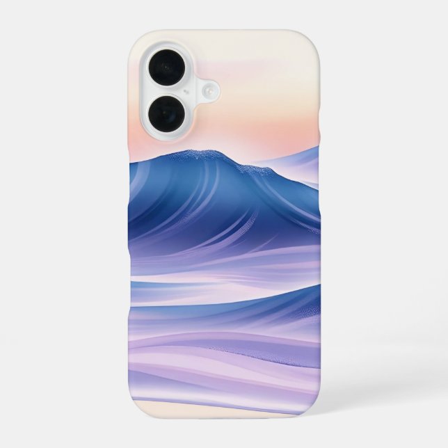 Coque iPhone 16 Abstrait de fluide de dérive crépusculaire côtier (Verso)