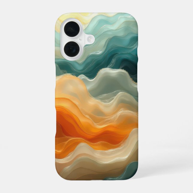 Coque iPhone 16 Abstrait de vague fluide contemporain (Verso)