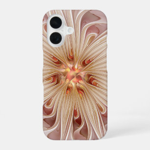 Coque iPhone 16 Abstrait Moderne Peach Pastel Flower Fractal Art