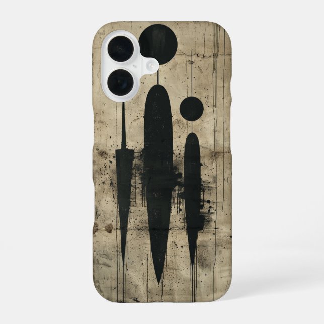 Coque iPhone 16 Abstrait Noir Audacieux (Verso)