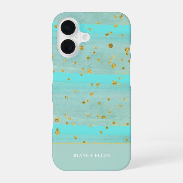 Coque iPhone 16 Abstrait or vert (Verso)