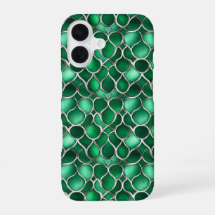 Coque iPhone 16 Abstrait vert argent