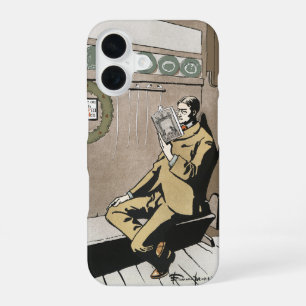 Coque iPhone 16 Academia Sombre Lecture de Noël Vintage Homme Art