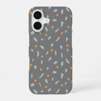 Coque iPhone 16 Acier gris orange et bébé bleu Confetti