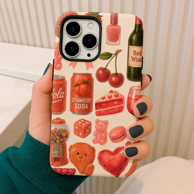 Coque iPhone 16 Aesthetic Pink Patterns Watercolor Style (Créateur téléchargé)