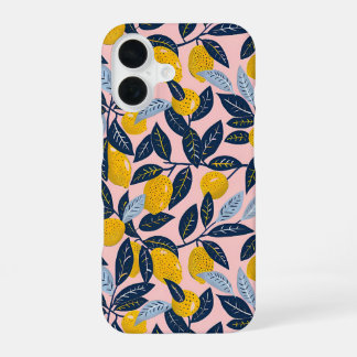 Coque iPhone 16 Aesthetic Summer Lemon Pattern iPhone Case