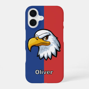 Coque iPhone 16 Aigle de dessin animé patriotique personnalisé gra
