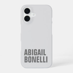 Coque iPhone 16 Ajouter un nom minimaliste moderne gris chic gras