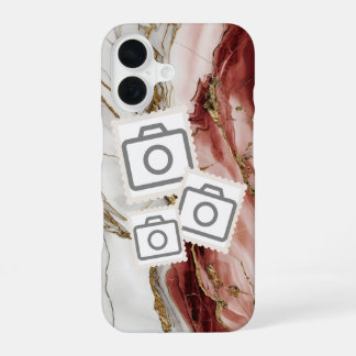 Coque iPhone 16 ajoutez votre photo sur un fond en marbre