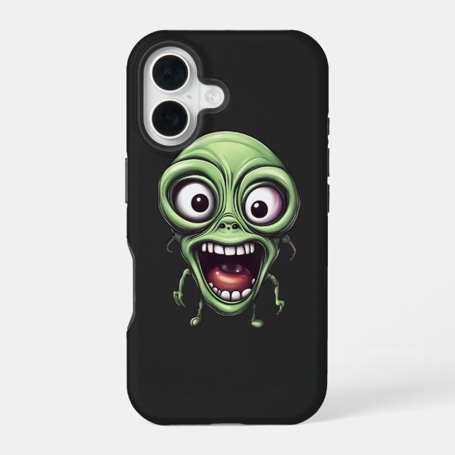 Coque iPhone 16 Alien drôle fou (Verso)