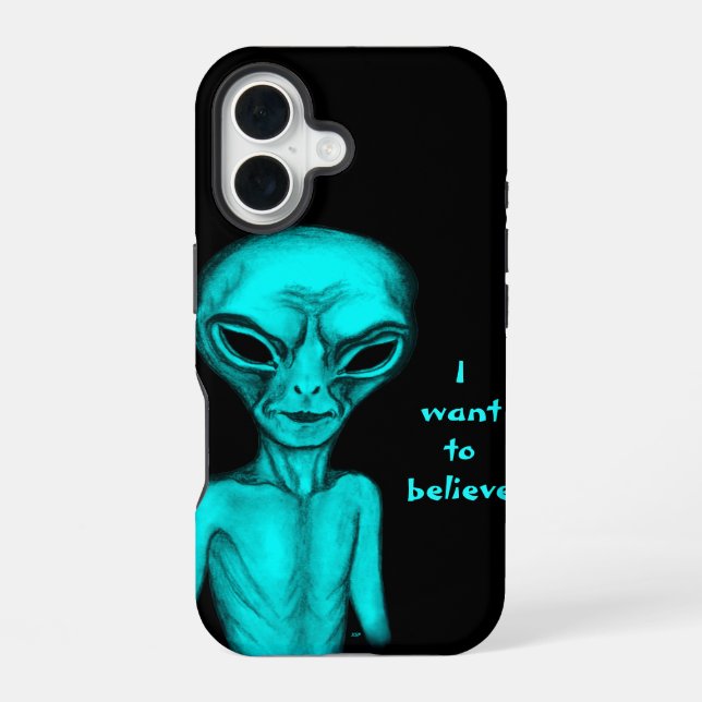 Coque iPhone 16 Alien, je veux croire (Verso)