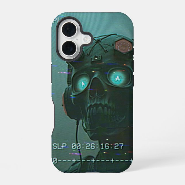 Coque iPhone 16 Alien rétro sur le magnétoscope (Verso)