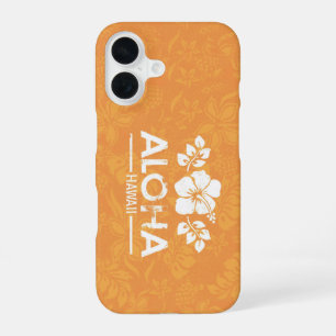 Coque iPhone 16 Aloha Hawaii avec boîtier téléphonique Orange Hibi