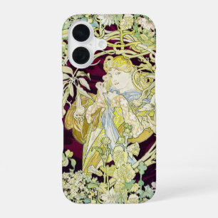 Coque iPhone 16 Alphonse Mucha Femme au marguerite Art nouveau Art
