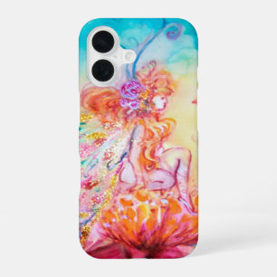 Coque iPhone 16 ALTHEA /Fée fantaisiste sur la fleur rose