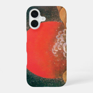 Coque iPhone 16 AMETERASU, DÉESSE DU SOLEIL rouge marron noir